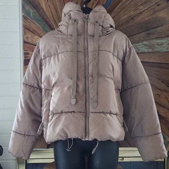 Zara Light Taupe Puffer Jacket - Picture 2 of 12